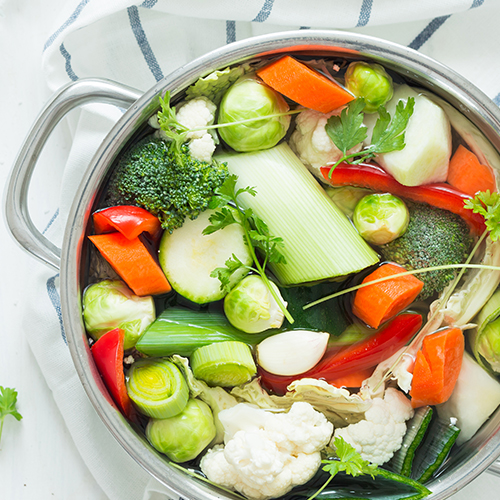 precooked pot of soup vegetables